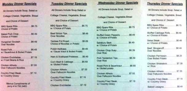 Andreas Family Restaurant - Cudahy, WI menu_pic