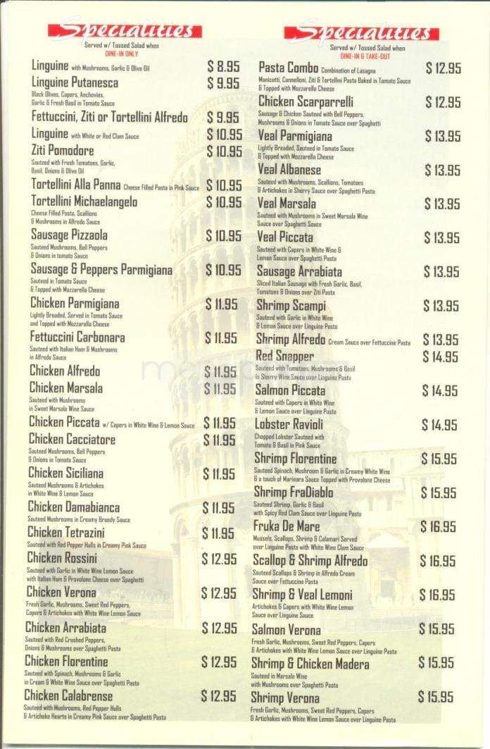 Bella Sera - Universal City, TX menu_pic