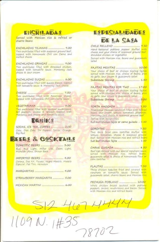 Mexitas Mexican Cantina - Austin, TX menu_pic