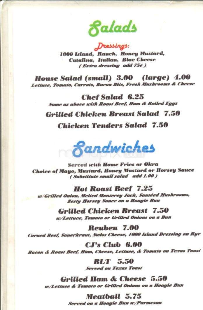 CJ's Grill - Austin, TX menu_pic