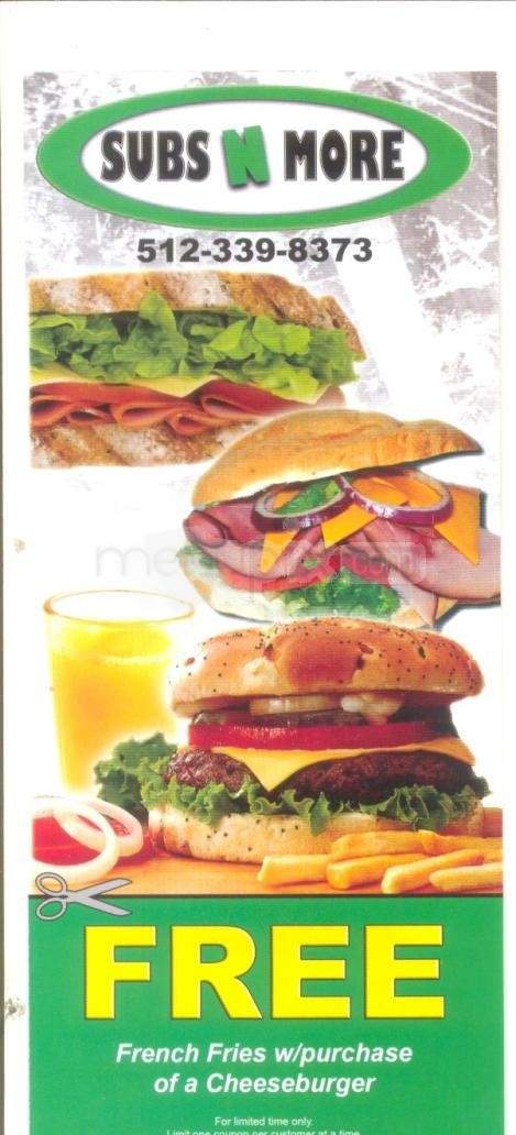 Subs N More at Walnut Market - Austin, TX menu_pic