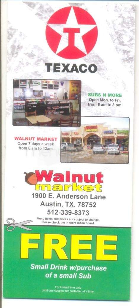Subs N More at Walnut Market - Austin, TX menu_pic