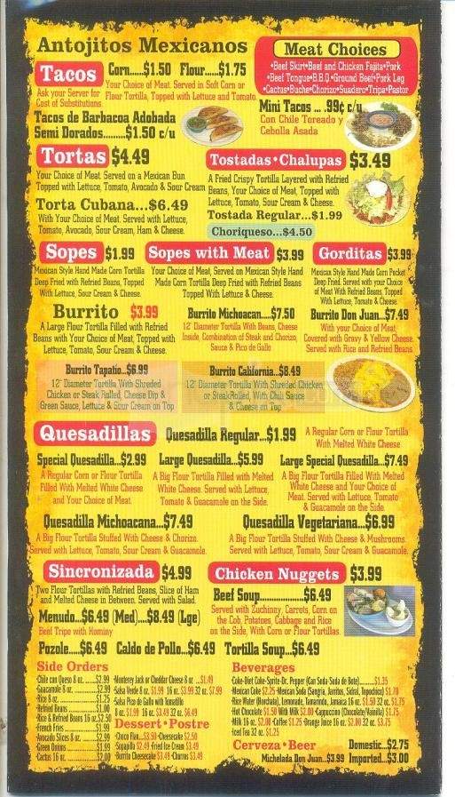 Don Juan Mexican Restaurant - Waterford Township, MI menu_pic