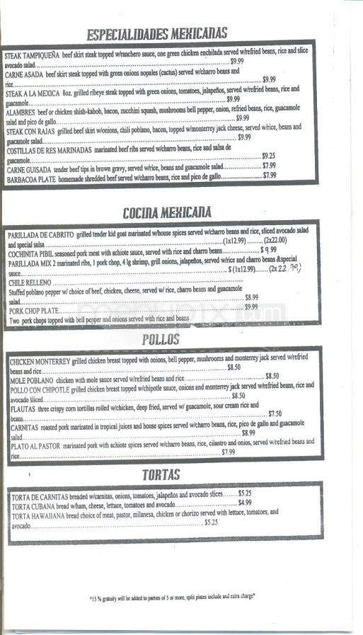 Los Jasmines Mexican Restaurant - Austin, TX menu_pic
