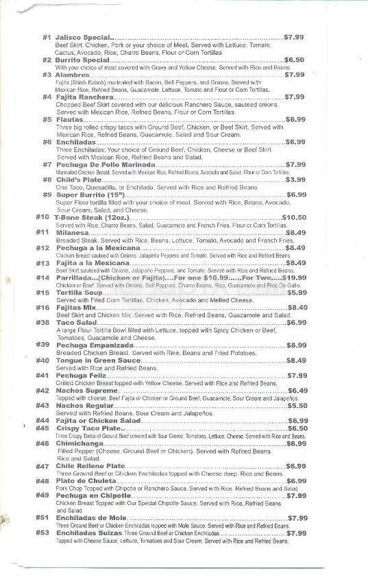 Taqueria Los Jaliscienses - Austin, TX menu_pic