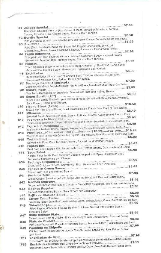 Taqueria Los Jaliscienses - Austin, TX menu_pic