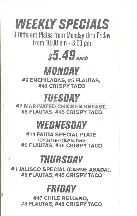 Taqueria Los Jaliscienses - Austin, TX menu_pic