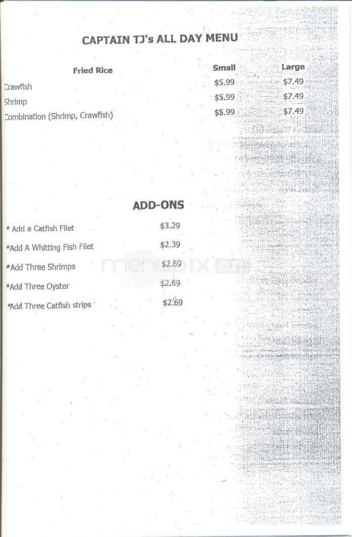Captain T J's Seafood - Austin, TX menu_pic