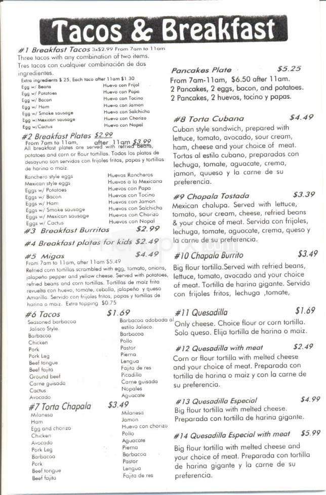 Chapala Mexican Food - Austin, TX menu_pic