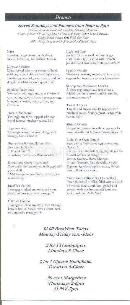 El Arroyo - Austin, TX menu_pic