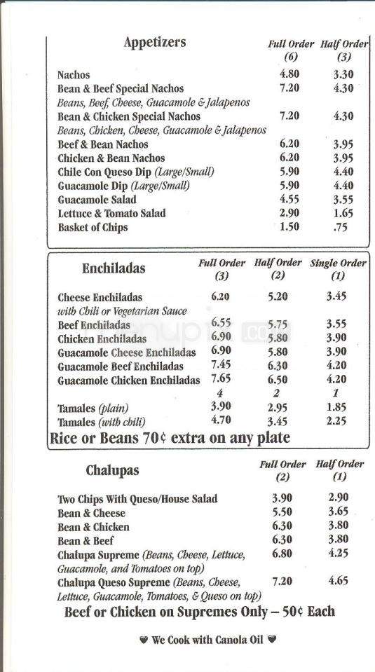 El Patio Restaurant - Austin, TX menu_pic