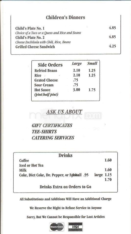 El Patio Restaurant - Austin, TX menu_pic