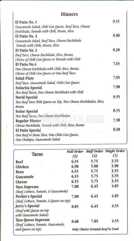El Patio Restaurant - Austin, TX menu_pic