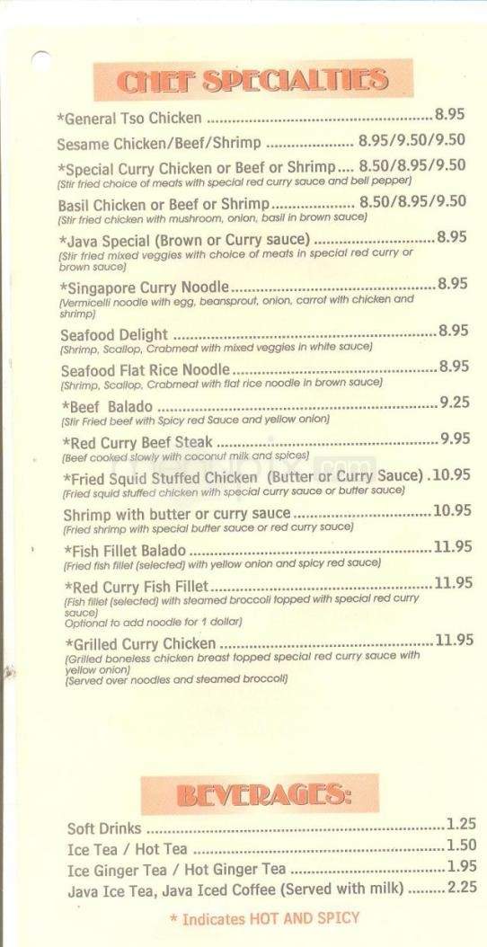 Java Noodles Restaurant - Austin, TX menu_pic