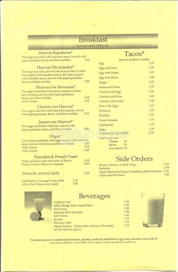La Reyna Restaurant - Austin, TX menu_pic