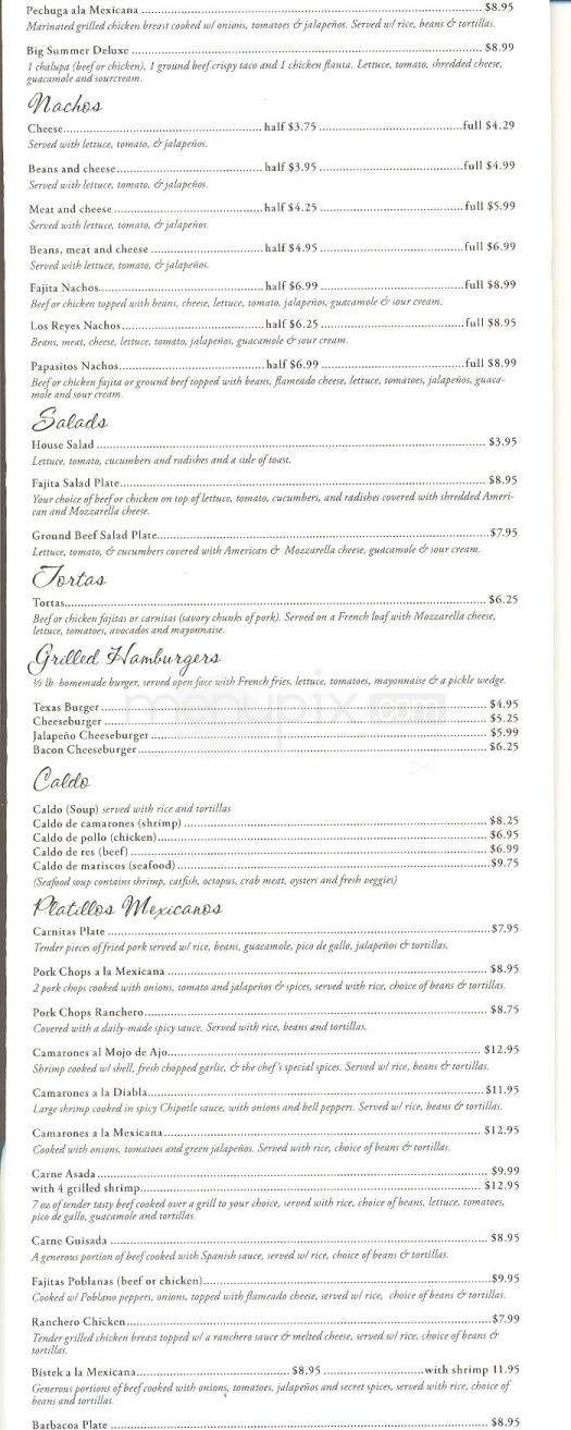 Los Reyes Mexican Restaurant - Cedar Park, TX menu_pic