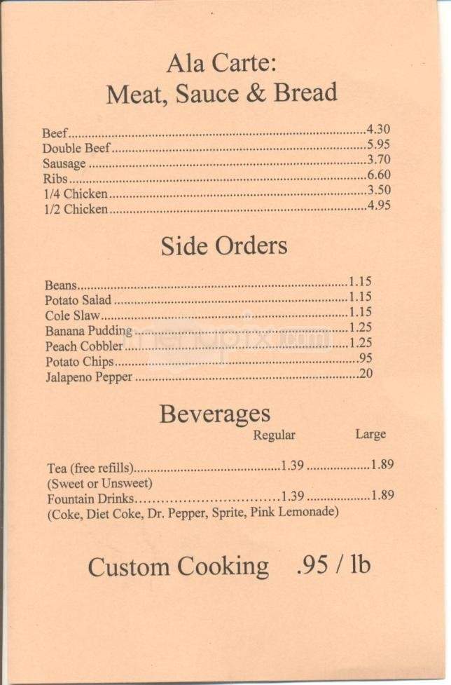The Pit Barbeque - Austin, TX menu_pic