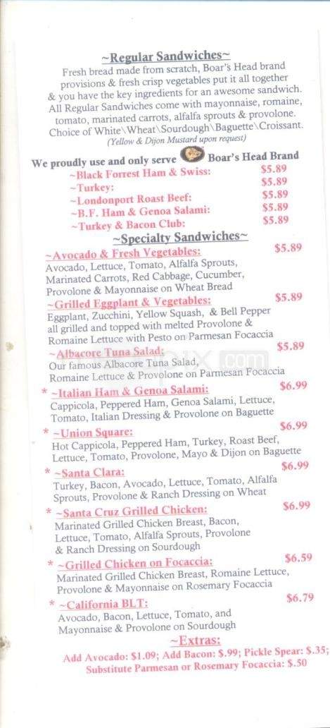 San Francisco Bakery & Cafe - Austin, TX menu_pic