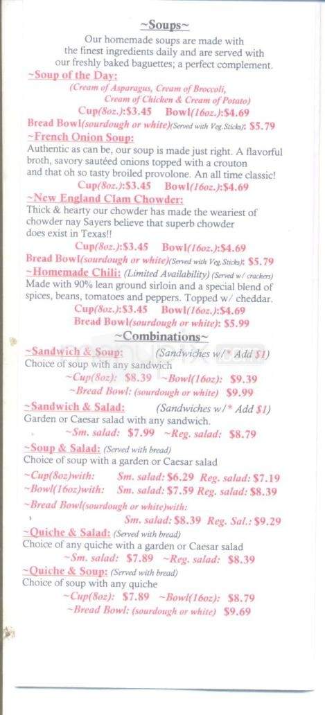 San Francisco Bakery & Cafe - Austin, TX menu_pic