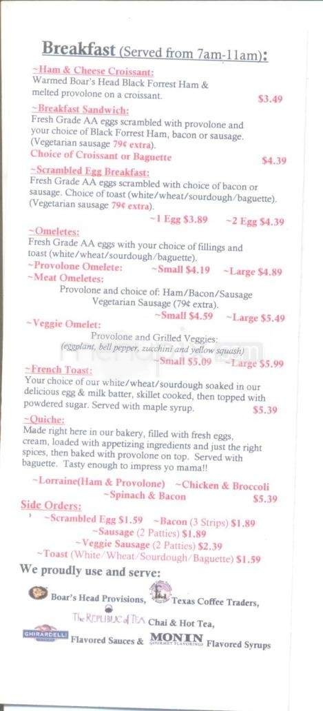 San Francisco Bakery & Cafe - Austin, TX menu_pic