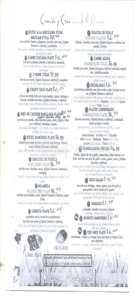 Taqueria Guadalajara - Austin, TX menu_pic