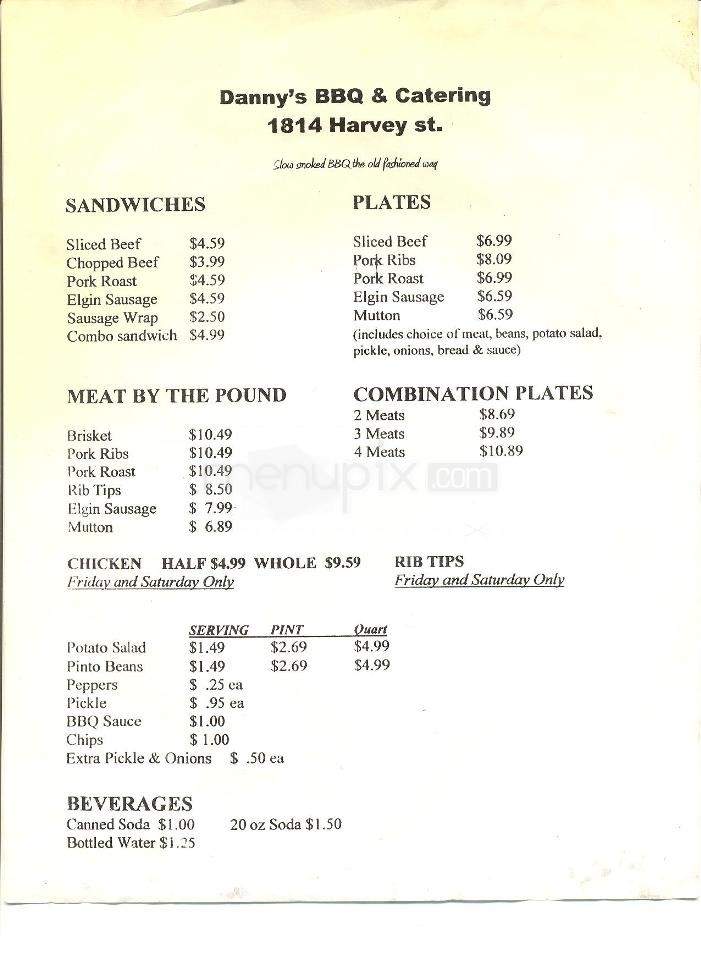 Danny's BBQ & Catering - Austin, TX menu_pic