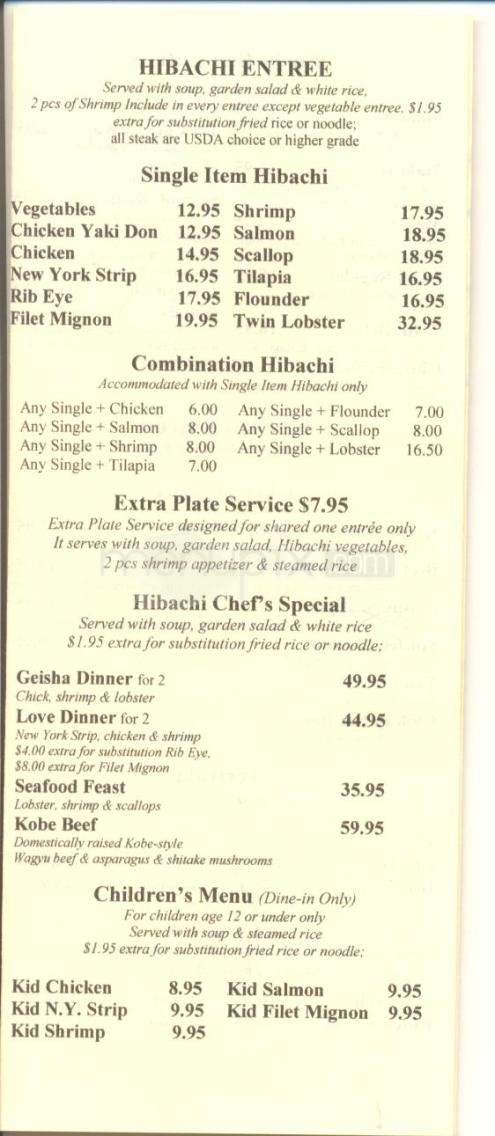 Nagoya Steak and Sushi - Austin, TX menu_pic