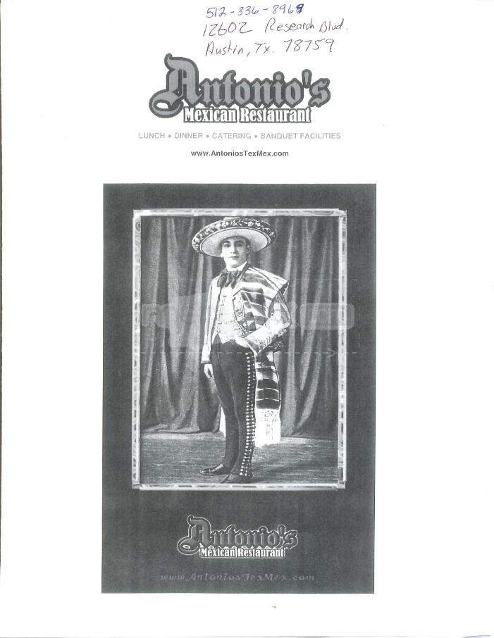 Antonio's Tex Mex - Austin, TX menu_pic