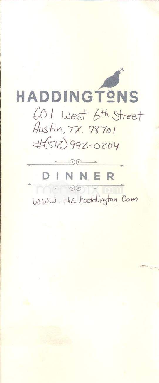 Haddington's - Austin, TX menu_pic