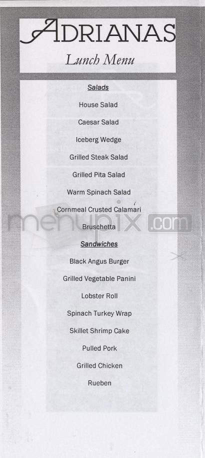Adrianas Restaurant - Burlington, VT menu_pic