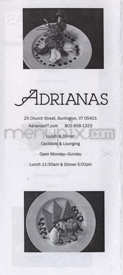 Adrianas Restaurant - Burlington, VT menu_pic