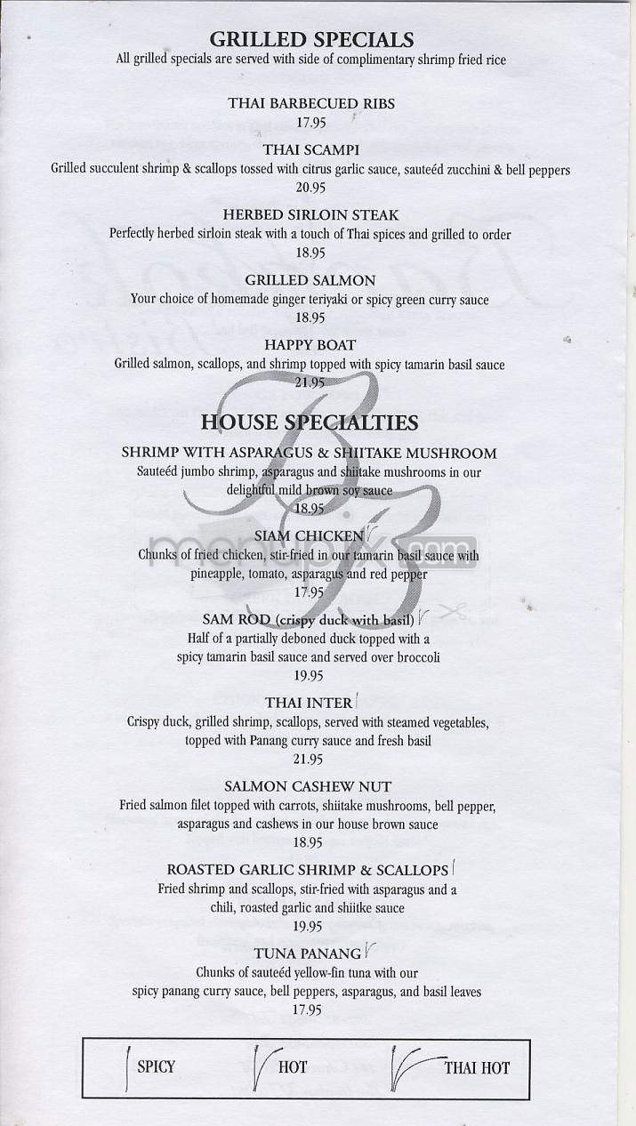 Menu of Bangkok Bistro in Burlington, VT 05401