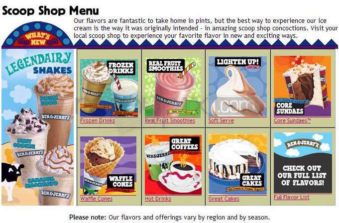 Ben & Jerry's - South Burlington, VT menu_pic
