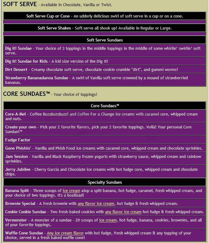 Ben & Jerry's - South Burlington, VT menu_pic
