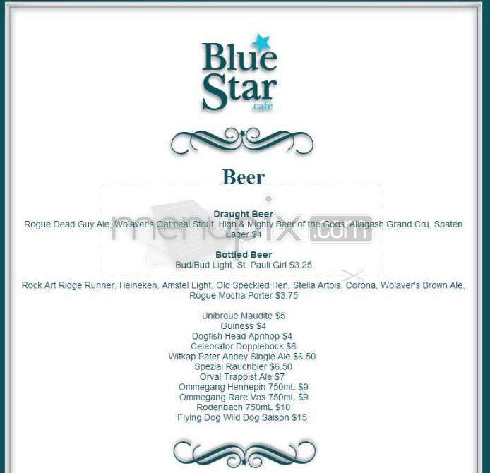 Blue Star Cafe - Winooski, VT menu_pic