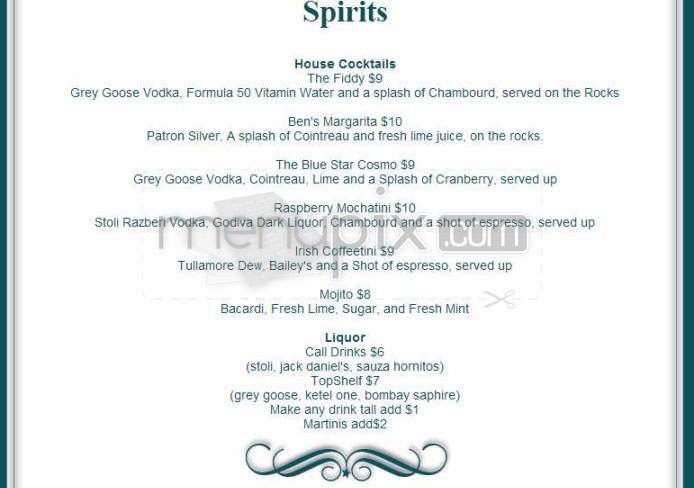Blue Star Cafe - Winooski, VT menu_pic