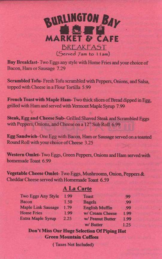 Burlington Bay Market & Cafe - Burlington, VT menu_pic