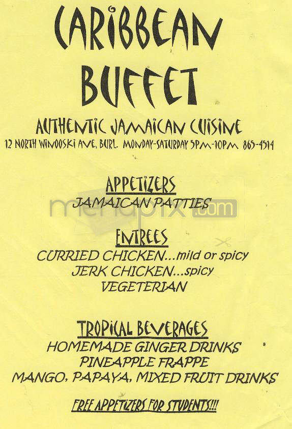 Caribbean Buffet - Burlington, VT menu_pic