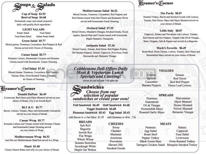 Cobblestone Deli - Burlington, VT menu_pic