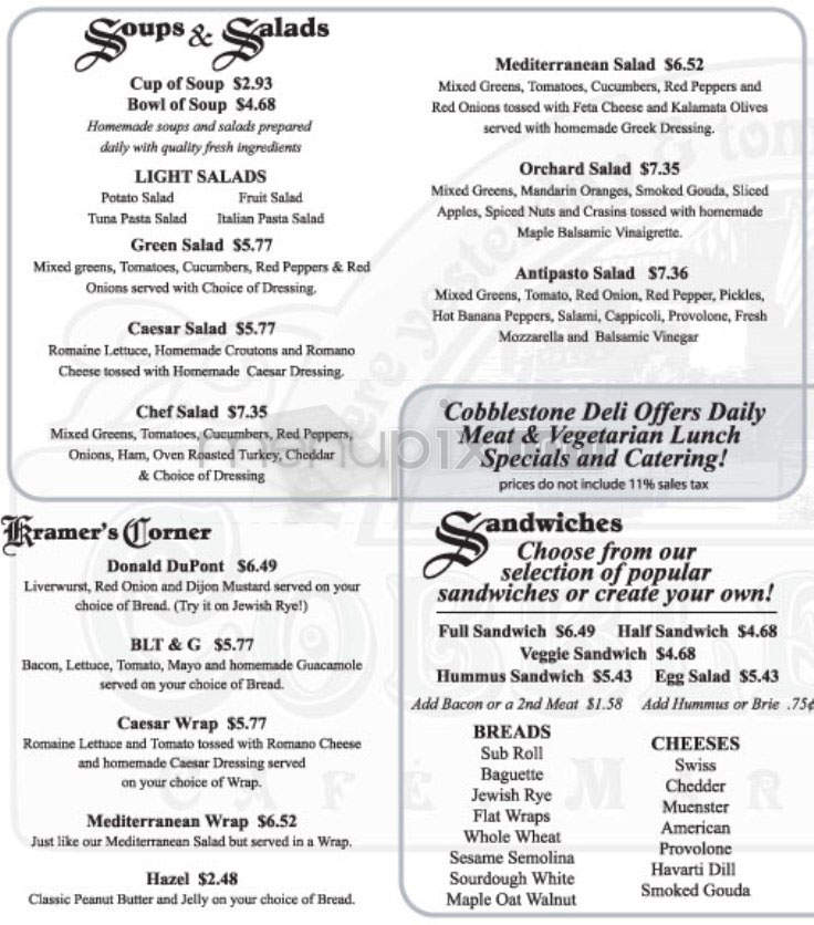 Cobblestone Deli - Burlington, VT menu_pic