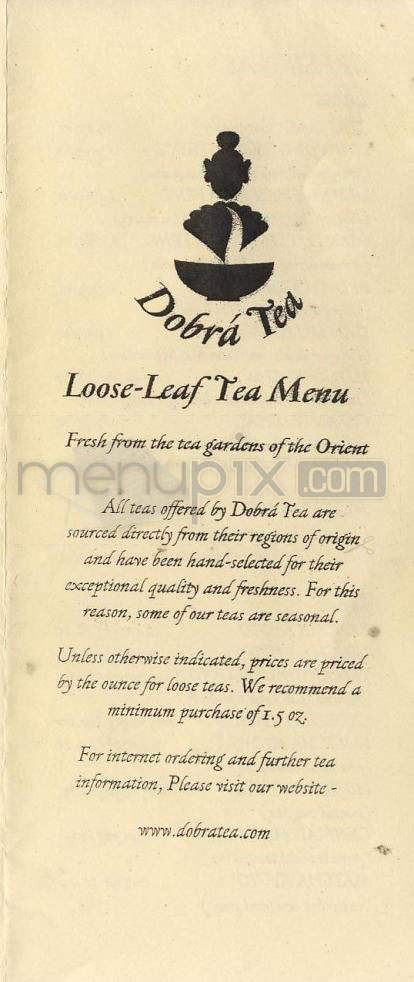 Dobra Tea - Burlington, VT menu_pic