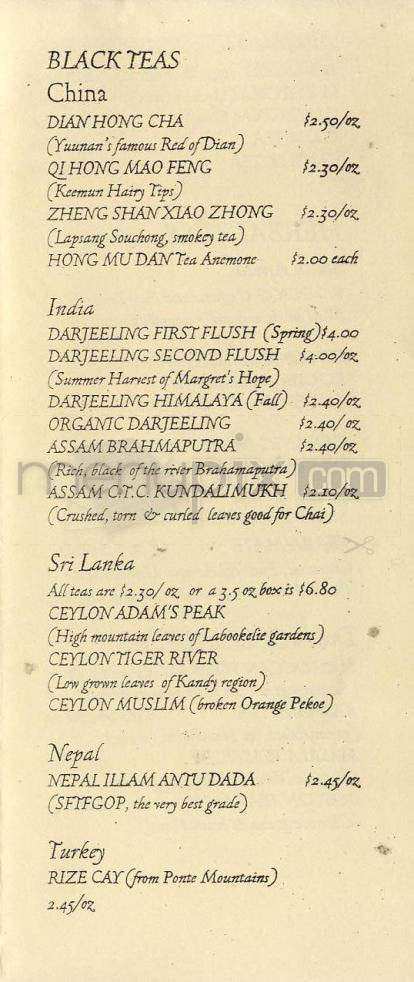 Dobra Tea - Burlington, VT menu_pic