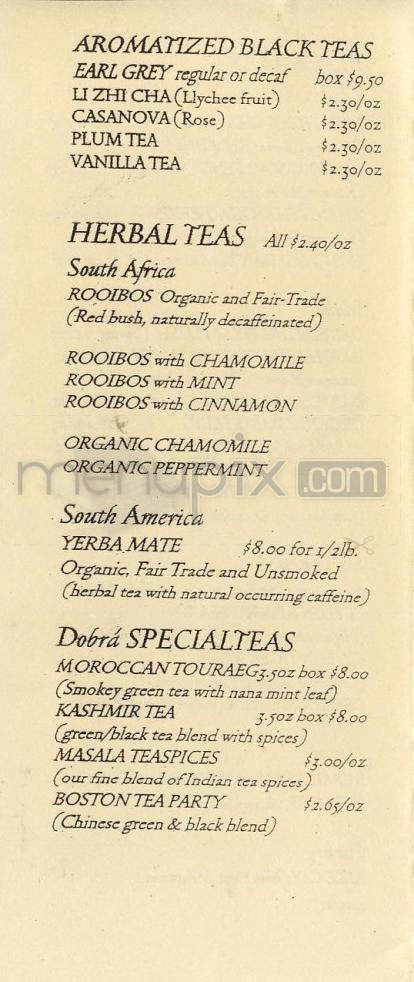 Dobra Tea - Burlington, VT menu_pic