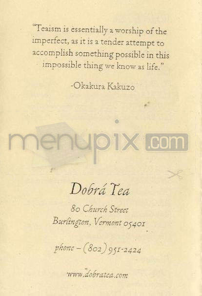 Dobra Tea - Burlington, VT menu_pic