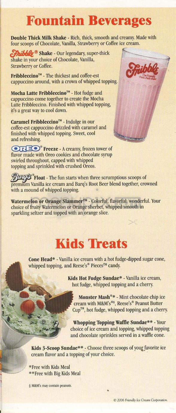 Friendly's Ice Cream Shop - South Burlington, VT menu_pic