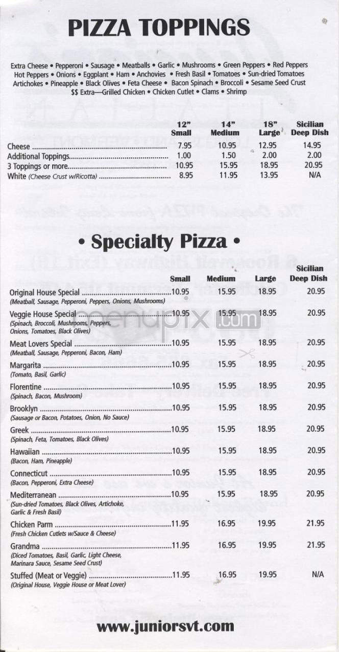 Junior's Italian - Burlington, VT menu_pic