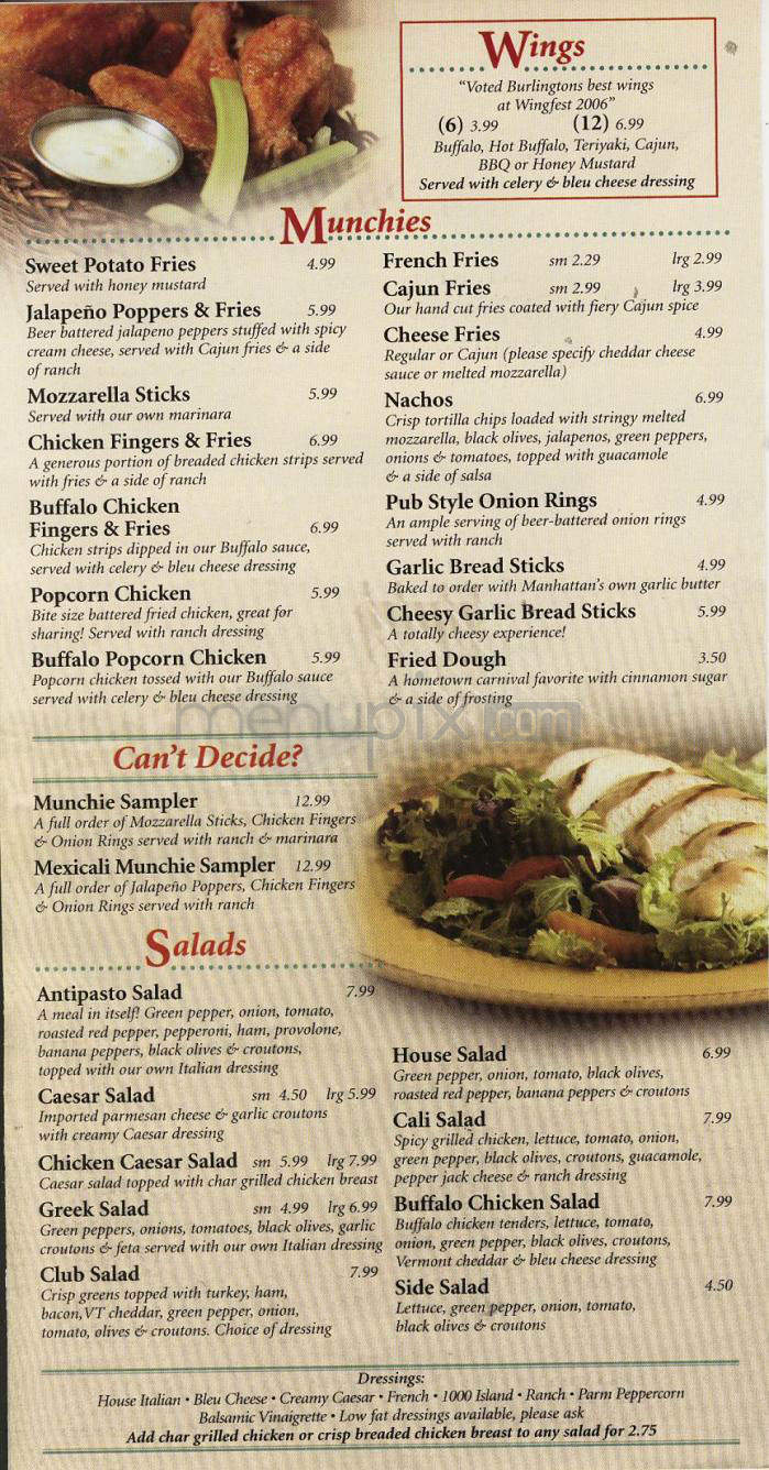 Manhattan Pizza - Burlington, VT menu_pic