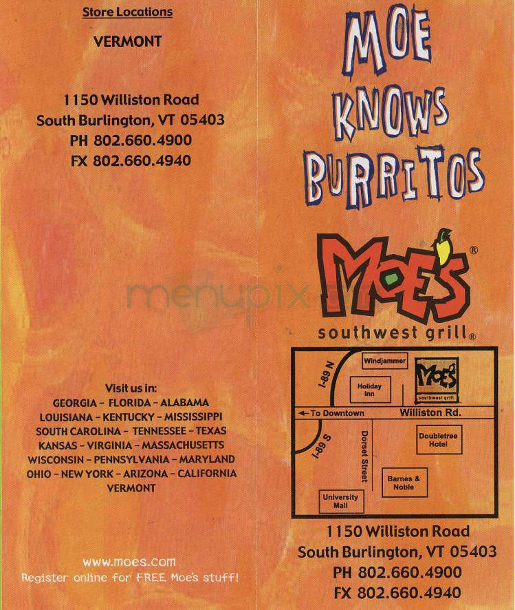 Moe's Southwest Grill - South Burlington, VT menu_pic