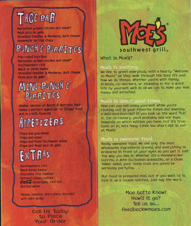 Moe's Southwest Grill - South Burlington, VT menu_pic