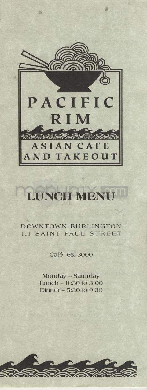 Pacific Rim - Burlington, VT menu_pic
